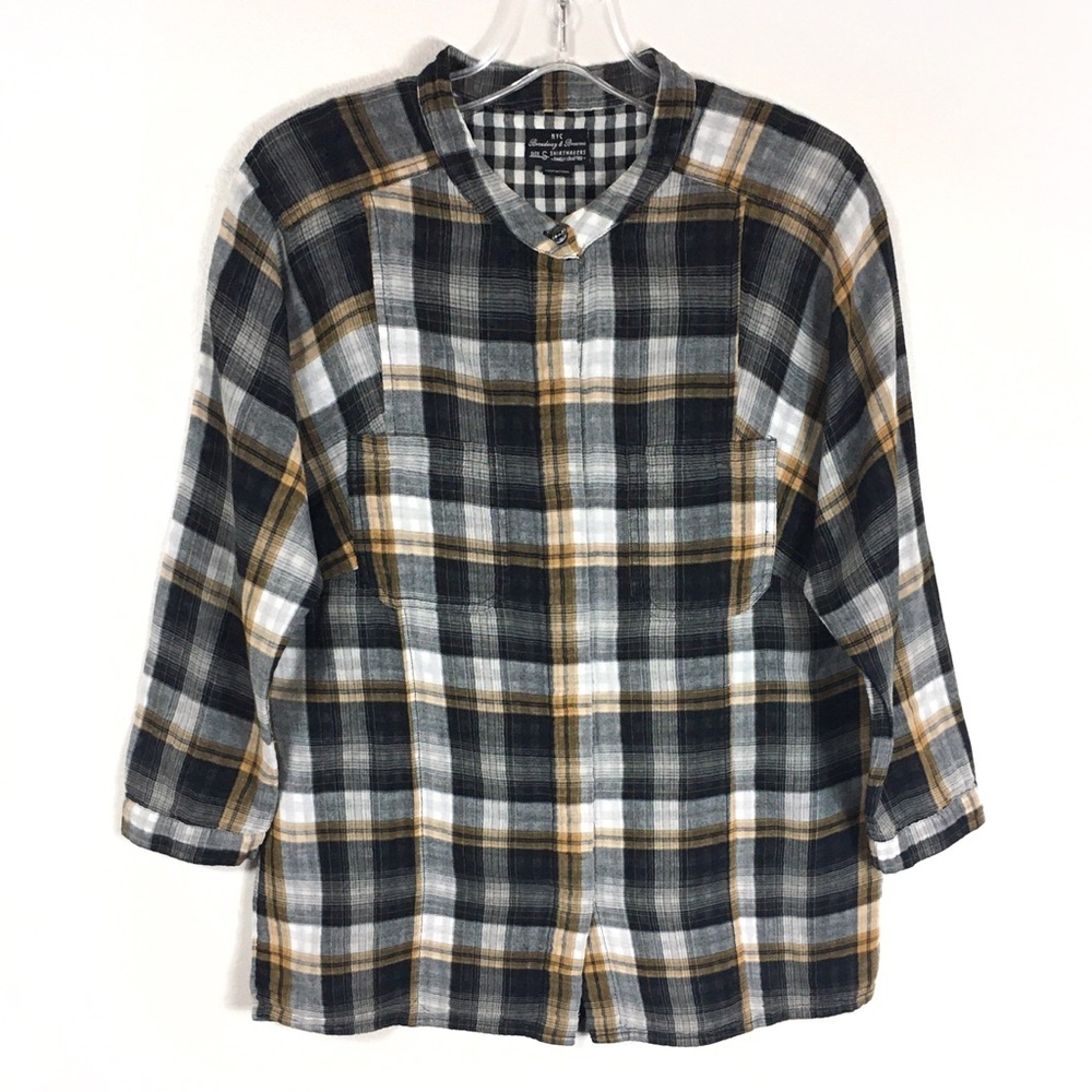 Broadway & Broome Cotton Plaid Button Down Shirt S